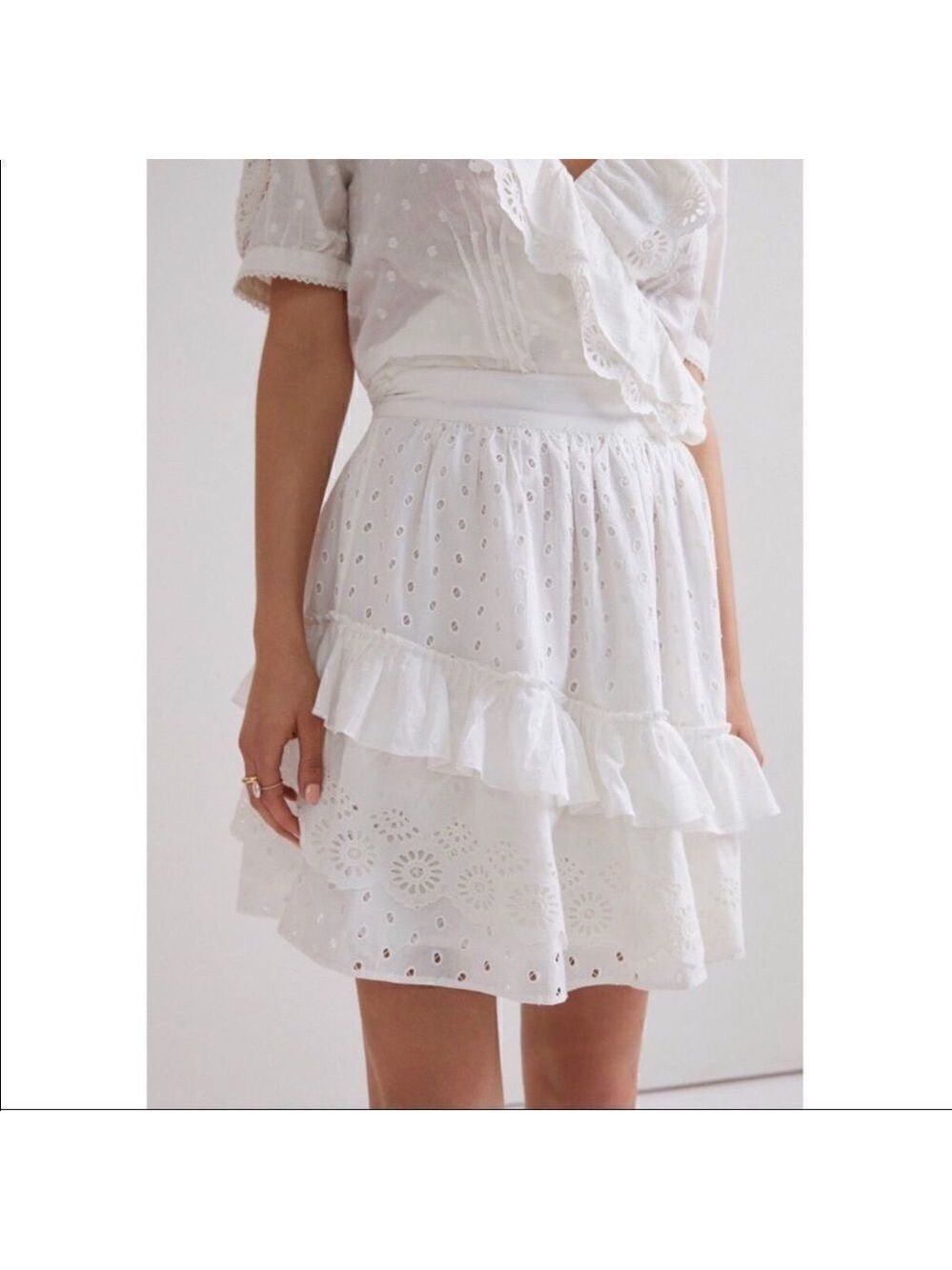 NEW Anthropologie Forever That Girl Eyelet Lace Mini Skirt White Large